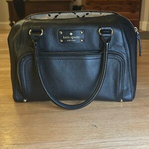 Black leather Kate Spade medium dome satchel